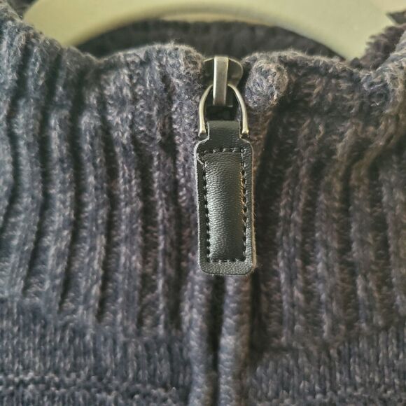 Tricots St Raphael Mens L Gray Cotton Acrylic Knit 1/4 Zip Sweater Fleece Alpine - Picture 5 of 14